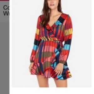 NWT express geo ruffle wrap dress